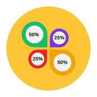 An icon design of percentage graph, flat style vector