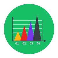 A mountain chart icon in flat design vector