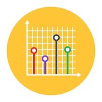 representación gráfica de datos, icono redondeado plano de gráfico de polilínea vector