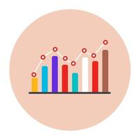 Data analytics, flat rounded icon of vertical chart vector