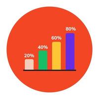 Data analytics, flat rounded icon of vertical chart vector