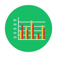 análisis de datos, icono redondeado plano de gráfico vertical vector