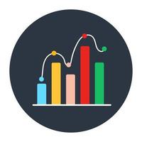 Data analytics, flat rounded icon of vertical chart vector