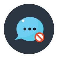 Message bubble with ban sign, icon of block chat vector