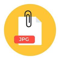 Paper clip on a file, file extension flat icon vector