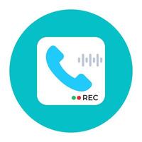 Icon of call recording in flat design vector