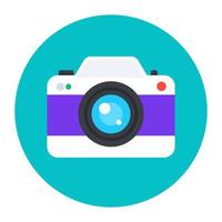 cámara, icono de equipo fotográfico en estilo plano vector