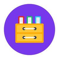 Files folders in a drawer, flat icon vector