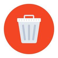 Icon of delete in flat style, trash bin vector