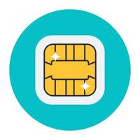 Sim card vector in editable flat style, subscriber identification module
