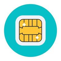 Sim card vector in editable flat style, subscriber identification module