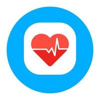 Heart rate in flat icon depicting cardiogram for mobile apps vector