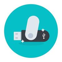 Flat rounded icon of universal serial bus, flash drive vector