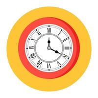 Wall clock icon in flat rounded style vector