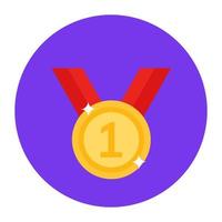 Position medal vector, prize medal in flat style vector