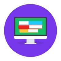 Books inside a computer, e learning conceptual icon vector