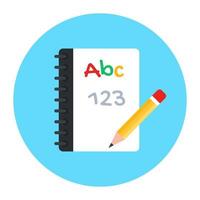 Educational book vector, flat rounded icon of study book