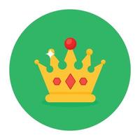 Crown icon design showing royal headpiece style, flat icon vector