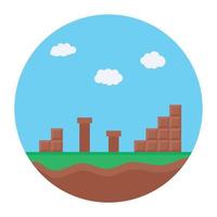 Brick game in vector, flat rounded icon vector