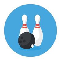 Skittles with bowling ball denoting bowling game icon vector