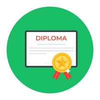 Educational certificate, flat rounded vector