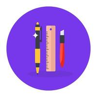 Stationery items, editable flat rounded vector