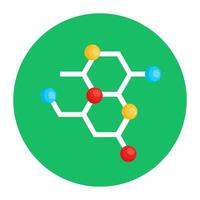 estructura molecular, icono redondeado plano editable vector