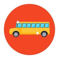 transporte de recogida y entrega escolar, icono plano del diseño del vector del autobús escolar