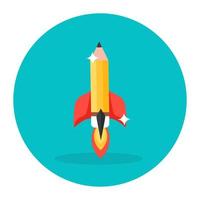 Flat rounded icon of learning launch isolated on background vector