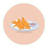 A flat rounded icon of fried chicken, grilled meat vector