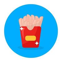 estilo vectorial de papas fritas, vector de comida rápida, estilo conceptual de paquete de papas fritas