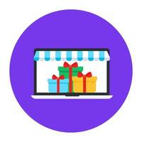 Parcel on web page showcasing shopping website icon vector