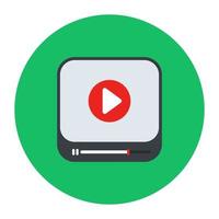 Video content icon, video streaming in flat style vector