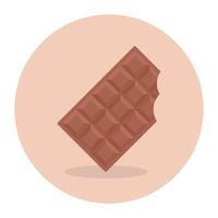 un diseño de icono de mordedura de chocolate en un estilo moderno y plano vector