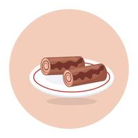 Swiss rolls with cream filling, trendy icon of sponge cake in editable style vector