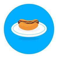 A vector of hot dog sandwich in flat rounded style