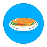 A vector of veggies burger in flat rounded style