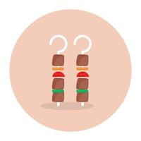 Grilled meat, bbq skewer in editable style vector