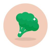 Iron rich vegetable, broccoli icon in flat rounded style vector