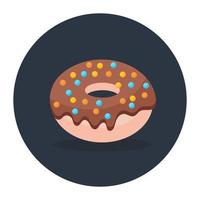 Chocolate doughnut icon style, confectionery item, vector