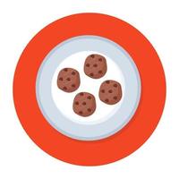 icono de diseño redondeado plano de galletas dulces vector