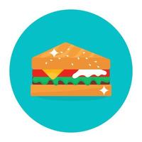 Baked sandwich vector in modern flat rounded style