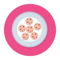 Sweet biscuit cookies flat rounded design icon vector