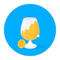 Drink glass with straw flat rounded icon vector