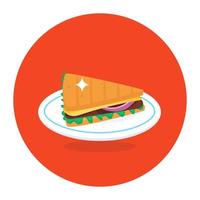 Baked sandwich vector in modern flat rounded style