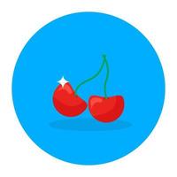 Nutritious food, cherries in editable flat rounded style vector