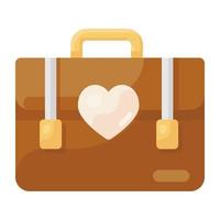 Honeymoon travel case icon in flat style vector