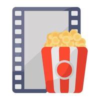 Beakes kernels with filmstip depiction cinema popcorn icon in flat design vector