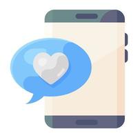 Love chat app, flat icon romantic messages vector