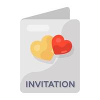 Marriage invitation, wedding card icon in flat style vector